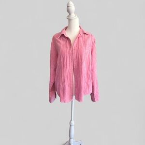 Lemon Grass Petite Faux Suede Button Down Shirt Jacket Pink Women’s PXL